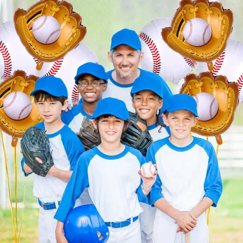 Miniatura 5 de YUJUN 13 globos de béisbol, guantes de béisbol gigantes, globos deportivos de Mylar para fiestas de cumpleaños, béisbol, deportes, suministros