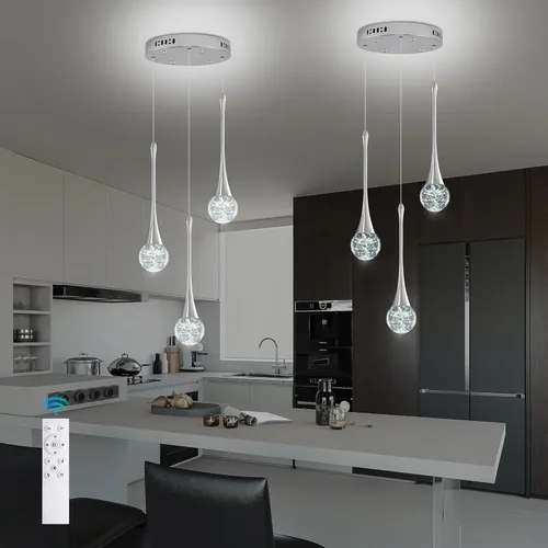 Miniatura 15 de Moderno candelabro de cristal de 7 luces, color negro, H60 pulgadas, techo alto, espiral, regulable, LED, burbuja, gota de lluvia, lámpara