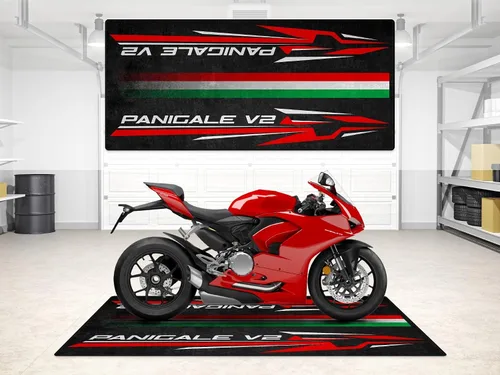 Alfombra de estacionamiento para Panigale V2 modelo de motocicleta, expositor y tapete para foso, alfombra antideslizante lavable para garaje y sala