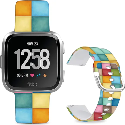 Miniatura 19 de Correas de reloj de silicona suave compatibles con Fitbit Versa 2/Versa/Fitbit Versa Lite/SE, correa de repuesto con bonito patrón floral de 0.98