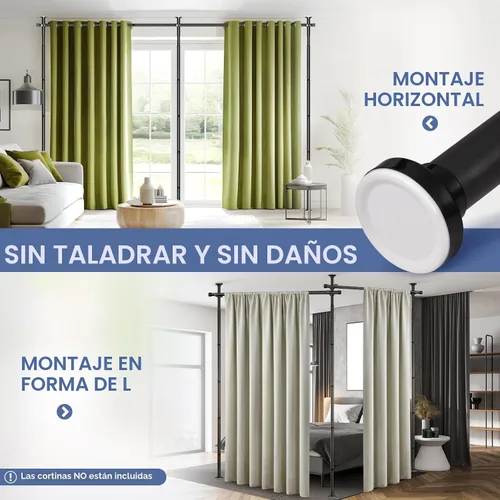 Miniatura 8 de AKTOP Separador de habitación, varillas de tensión para cortinas sin perforación, divisor de pared para separación de habitaciones, 4-10 pies (H)