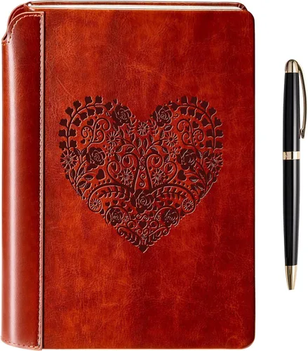 Miniatura 13 de SETTINI® Diario rayado – Diario de flores para escribir, juego de regalo – Cuero vegano de tapa dura, soporte único para bolígrafo, 192 páginas, A5