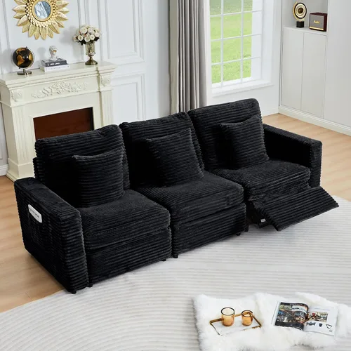 Miniatura 69 de ORRD Consola de almacenamiento multifuncional con soportes dobles para tazas, mesa, estación de carga USB para sofá modular seccional para sala