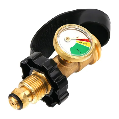 Miniatura 6 de Conexión de tanque de propano doble, adaptador divisor en Y de tanque de propano con manómetro, indicador de nivel, medidor de presión de gas
