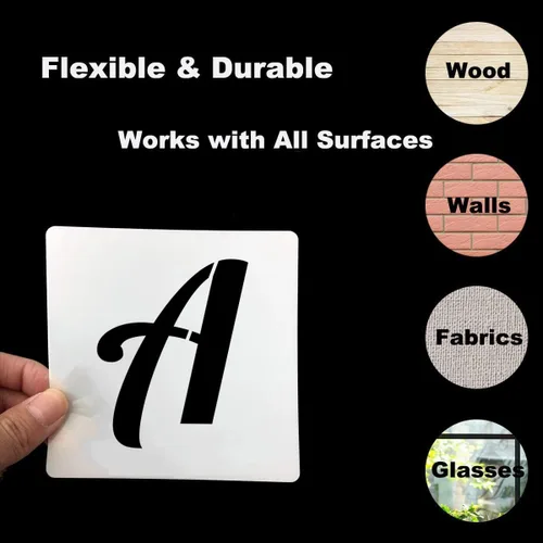 Miniatura 7 de Plantillas de letras del alfabeto de 3 pulgadas para pintar, paquete de 62 plantillas de letras y números para pintar sobre madera, plantillas