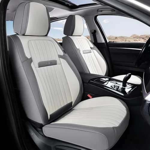 Miniatura 55 de Coverado Fundas de Asiento Delantero para Automóvil, 2 Piezas Fundas de Asiento de Cuero para Automóviles, Protector de Asiento de Automóvil Solo