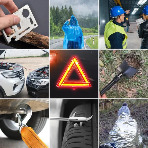 Miniatura 6 de Kit de emergencia para automóvil en carretera, 136 piezas de alta calidad, kit de seguridad de coche resistente, kits de emergencia para automóvil