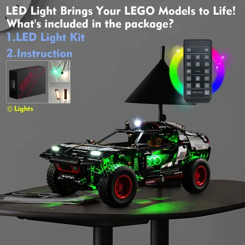 Miniatura 4 de LocoLee Kit de luces LED compatible con LEGO Audi RS Q e-tron 42160, 2023 control remoto mejorado juego de iluminación creativa accesorios