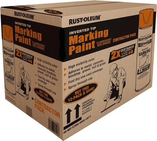 Miniatura 22 de Rust-Oleum 266579 Pintura en aerosol profesional de distancia 2X para marcado invertido, 15 onzas, naranja fluorescente