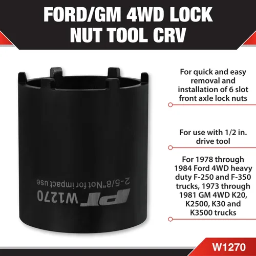 Miniatura 2 de Performance Tool W1270 Ford/Gm Herramienta de tuerca de bloqueo de tracción en las 4 ruedas, dado de tuerca de bloqueo de 1/2 pulgada de impulso x