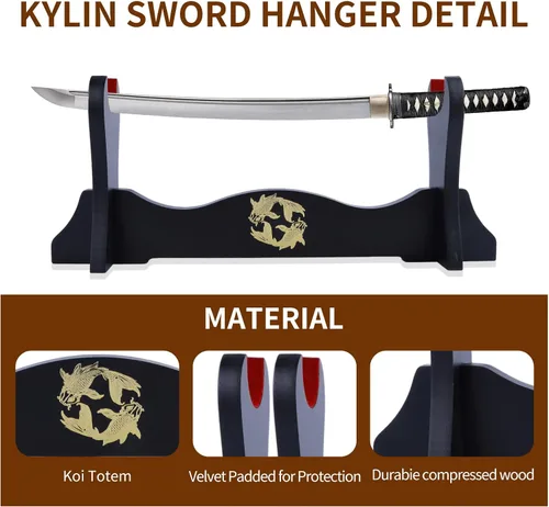 Miniatura 3 de Soporte de espada de terciopelo japonés acolchado Katana Stand Samurai Display Rack Soporte Todo Tanto Espada yin y Yang 1 Nivel