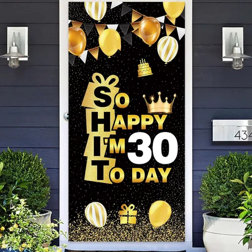 Miniatura 15 de So Happy I'M 13 Today - Pancarta de fondo de oro negro con corona de hallo decimotercera alegría a 13 años de edad, decoración temática para hombre