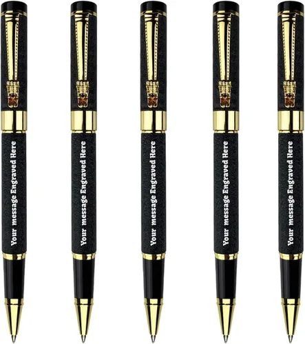 Ancolo Bolígrafos clásicos de punta media personalizados, grabados con el nombre de tu mensaje, número de teléfono para diario y escritura en la