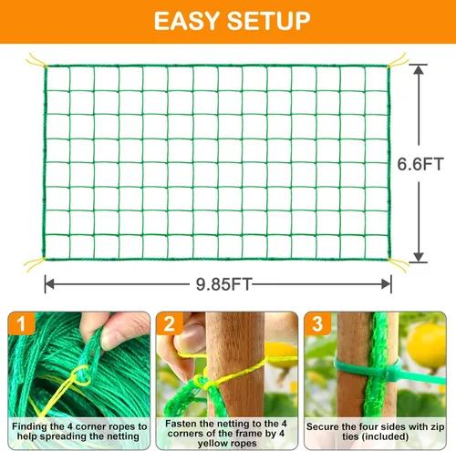 Miniatura 5 de Red de enrejado, red de jardín para plantas, red de enrejado de jardín de 6.6 x 9.85 pies para plantas trepadoras con 27 hebras de nailon
