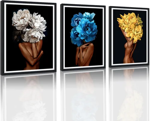 Miniatura 35 de MAMAGO Lienzo decorativo para pared, pintura de belleza dorada y negra, fotos de mujeres africanas, hermosos pósteres de mujer negra, impresiones