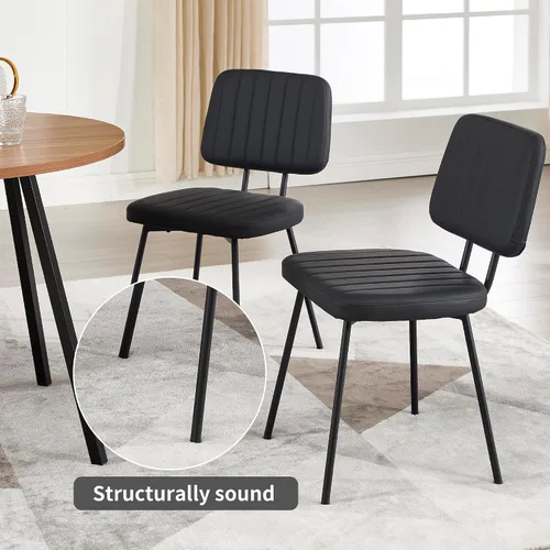 Miniatura 7 de VipDesk Juego de 2 sillas de comedor tapizadas de piel sintética, sillas de comedor modernas de mediados de siglo para cocina, comedor con respaldo
