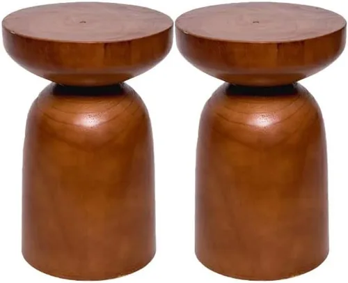 Miniatura 8 de Mesa auxiliar, mesa auxiliar redonda escandinava de madera, mesa auxiliar con pedestal para sala de estar, 1 mesa, color negro de 12.5 pulgadas