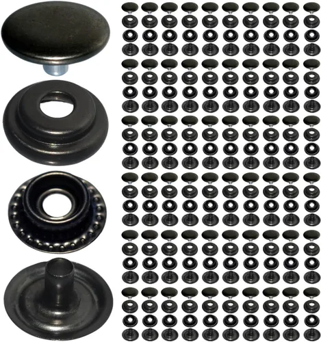 60Sets 0.492 in Acero inoxidable Fastener Snap Press Stud Button Kits para Abrigos Bolsas Cueros Barco Marino Lona Gunmetal Negro Sin Herramientas