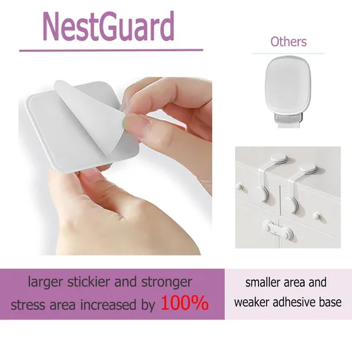 Miniatura 3 de Anclaje adhesivo mejorado para muebles sin taladro, correas ajustables para pared de muebles antipuntas para bebés y mascotas, paquete de 4