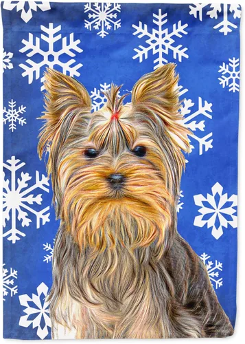 Miniatura 272 de Caroline's Treasures SC9374GF Bulldog English Snow flakes Holiday Garden Flag Buzón Bandera decorativa para patio exterior, patio, obras de arte