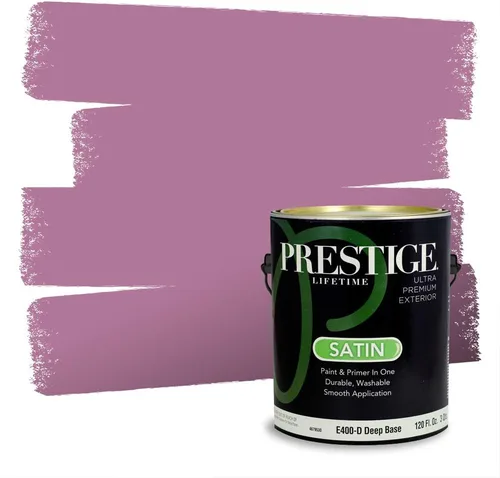 Miniatura 482 de Prestige Paints Pintura exterior e imprimación en uno, 1 galón, plano, coincidencia comparable de Valspar* Amber Rose*