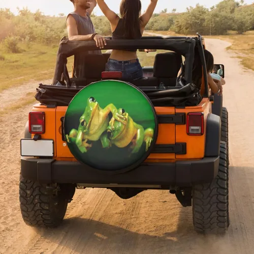 Miniatura 4 de Divertida funda para neumático de repuesto con diseño de rana, a prueba de polvo, para remolque, RV, SUV y muchos vehículos de 15 pulgadas