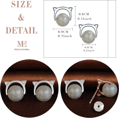 Miniatura 3 de Pendientes de plata de ley S925 con luz de luna para mujer
