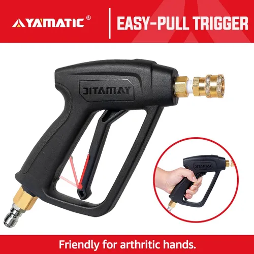 Miniatura 5 de YAMATIC Pistola de lavado a presión corta con cañón de espuma, MAX 4000 PSI Kit de pistola de espuma para lavado de autos, adaptador M22-0.551 in