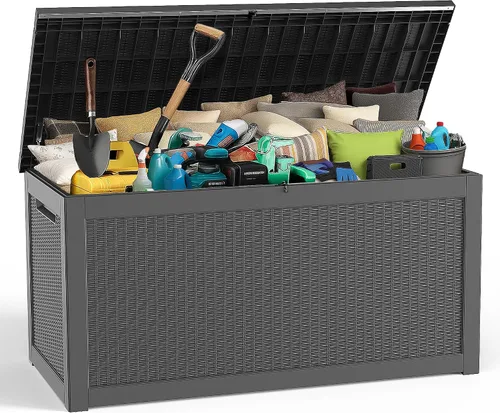 Miniatura 41 de ROJIK - Caja de almacenamiento para exteriores, impermeable, para patio y piscina, herramientas de jardín y cojines, banco con tapa con cerradura