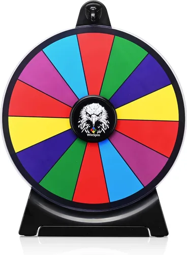 Miniatura 11 de WinSpin Rueda de premio de doble cara de 10 pulgadas con soporte de escritorio, borrado en seco, rueda giratoria de 10 ranuras para pub, fiesta