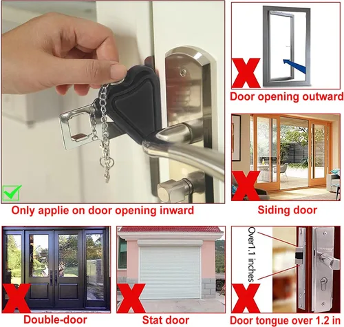 Miniatura 6 de MBBEST Alarma de tope de puerta y cerradura de puerta de hotel, kit de puerta de seguridad de doble protección, dispositivos de seguridad