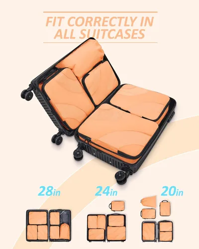 Miniatura 3 de BAGSMART - Juego de 6 cubos de compresión para maletas, organizadores de maleta de compresión y cubos de viaje para equipaje, organizador