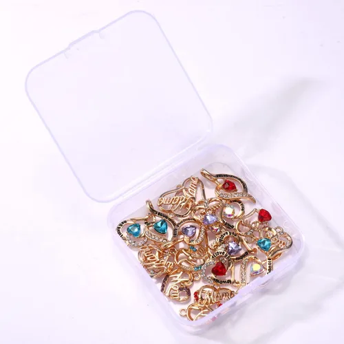 Miniatura 5 de 18/20 dijes para mamá para hacer joyas, diamantes de imitación, corazón, cumpleaños, día de la madre, dije con letras para mamá mamá para hacer