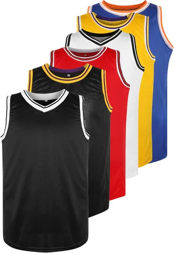 MESOSPERO Camiseta de baloncesto en blanco de los años 90 ropa de hip hop para fiestas camisetas deportivas de malla lisa para hombre S-3XL