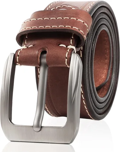 Cinturón de cuero de grano completo para hombre, piel de vaca auténtica, 1.5 pulgadas de ancho, perfecto con jeans y pantalones de trabajo