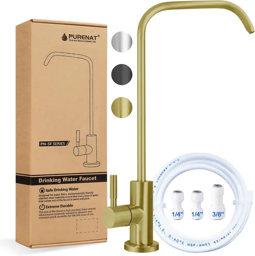 Miniatura 10 de Grifo de agua potable – Grifo de agua filtrado de vástago de rosca larga para encimera gruesa, grifo de ósmosis inversa sin plomo con manguera