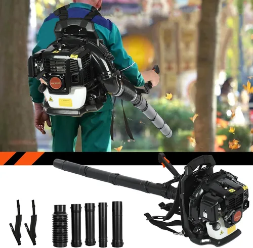 Soplador de hojas de mochila a gas, soplador de hojas de gas de 52 CC, soplador de hojas de 2 tiempos de 550 CFM, sopladores de gas de 6800 RPM para