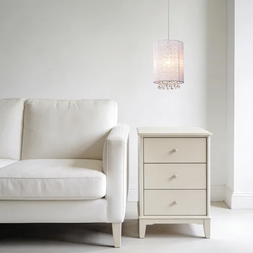Miniatura 3 de LaLuLa Lámpara colgante enchufable, lámpara de cristal enchufable, fácil de instalar, pequeña luz colgante blanca 1 luz para dormitorio de niñas