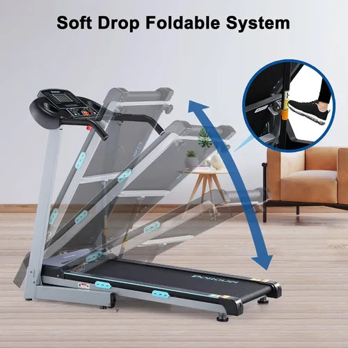 Miniatura 7 de BORGUSI Treadmill with 12% Auto Incline - 300 LBS Capacity Running Machine with 17.5 Wide Belt, 3HP Folding Electric Treadmills with Bluetooth Negro