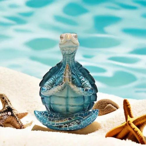Miniatura 4 de VVGIFTS Decoración de Yoga y Meditación de Tortuga Marina, Figura de Jardín de Tortuga Marina Meditando Decoraciones de Playa Costera, Estatua