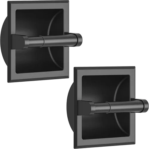 Miniatura 11 de FORIOUS Soporte de papel higiénico empotrado, soporte de rollo de papel higiénico de acero inoxidable duradero de montaje en pared para baño