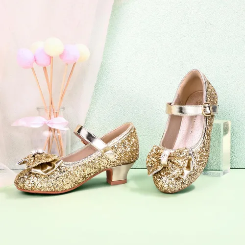 Miniatura 121 de PANDANINJIA Vestido de jada para niñas y niños pequeños, zapatos de princesa Mary Jane con tacones con lazo para fiesta, boda, boda
