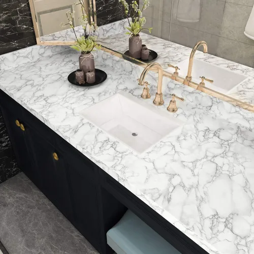 Miniatura 2 de Livelynine Papel adhesivo de mármol blanco para encimeras, papel tapiz autoadhesivo para encimeras, papel tapiz autoadhesivo impermeable, cubiertas