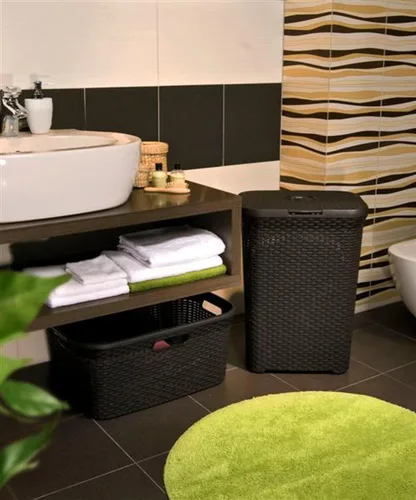 Miniatura 3 de Curver Style - Cesta de plástico para ropa de 45 litros, color marrón oscuro