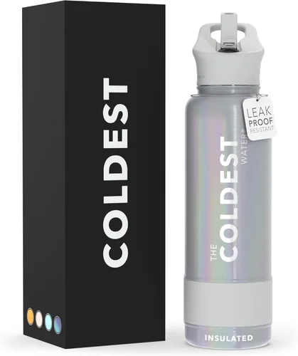 Miniatura 47 de Coldest - Botella para agua con tapa que incluye pajilla, térmica y metálica (acero inoxidable), para hombres y mujeres, color morado