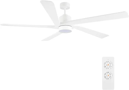Miniatura 12 de WINGBO Ventilador de techo CC de 64 pulgadas con luces y control remoto, 5 cuchillas reversibles de madera tallada, motor de CC silencioso de 6