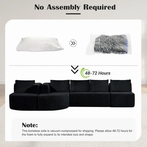 Miniatura 7 de Sofá modular modular de 144 pulgadas, sofá de nube en forma de U de gran tamaño, color negro No Assembly Required • 22" Deep Memory Foam Seat •