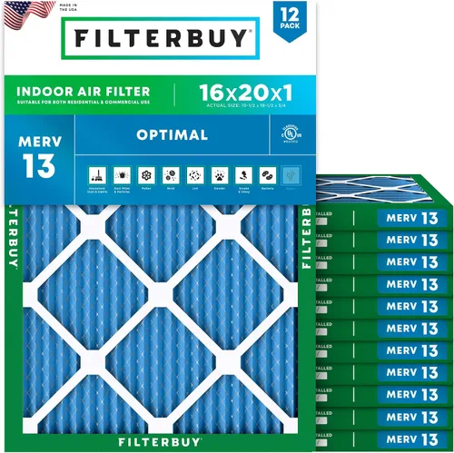 Miniatura 11 de Filterbuy Filtro de aire de 8 x 14 x 1 pulgadas MERV 13 de defensa óptima (paquete de 12), filtros de aire de repuesto plisados HVAC para calderas