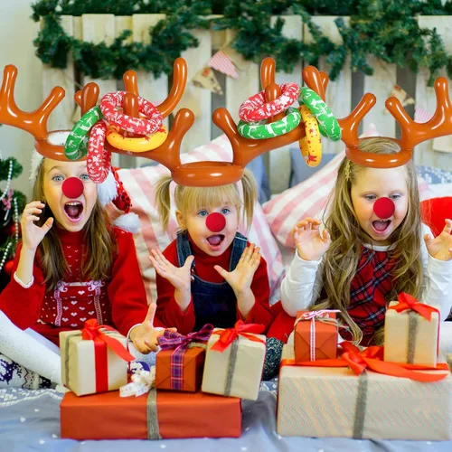 Miniatura 5 de MGparty - Juegos de lanzamiento de cuernos de reno inflables de Navidad, juego de anillos hinchables de Navidad para niños, adolescentes, adultos
