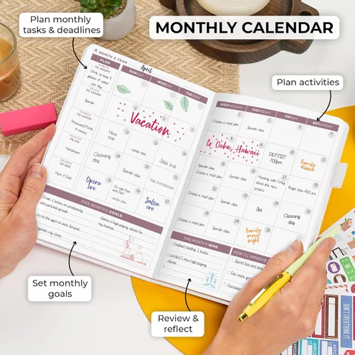 Miniatura 4 de Clever Fox - Agenda 2ª Edición – Planificador de Metas Semanales y Mensuales Colorido, Organizador de Gestión del Tiempo y Productividad, Sin Fecha